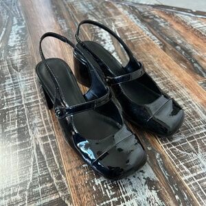 Oak + Fort Patent Slingback Heels — Size 7